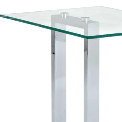 Wohnen Glasmöbel|Küchentische*Kleiner Glastisch Phildel mit Stahl Gestell Chromfarben