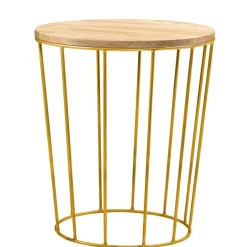 Wohnen Kleiner Tisch in Eiche Bianco & Bronze - Leano