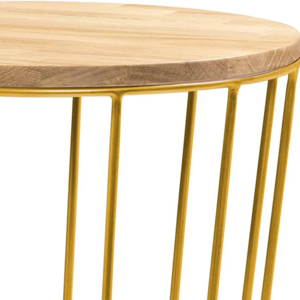 Wohnen Kleiner Tisch in Eiche Bianco & Bronze - Leano