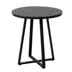 Wohnen Schwarze Möbel|Weiße Möbel*Kleiner Tisch in Rund aus Terazzo Stein - Gracelino