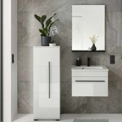 Wohnen Kleines Badmöbel Set in Weiß - Ingmesan (dreiteilig)