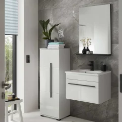 Wohnen Kleines Badmöbel Set in Weiß - Ingmesan (dreiteilig)