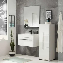 Wohnen Kleines Badmöbel Set in Weiß - Ingmesan (dreiteilig)