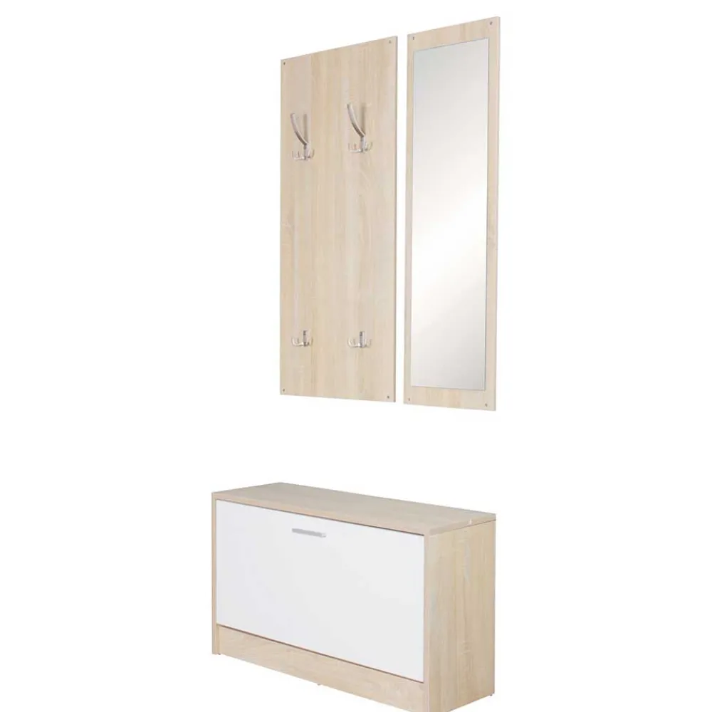 Wohnen Kleines Flurmöbel Set im Holz Look - Aberdeen (dreiteilig)