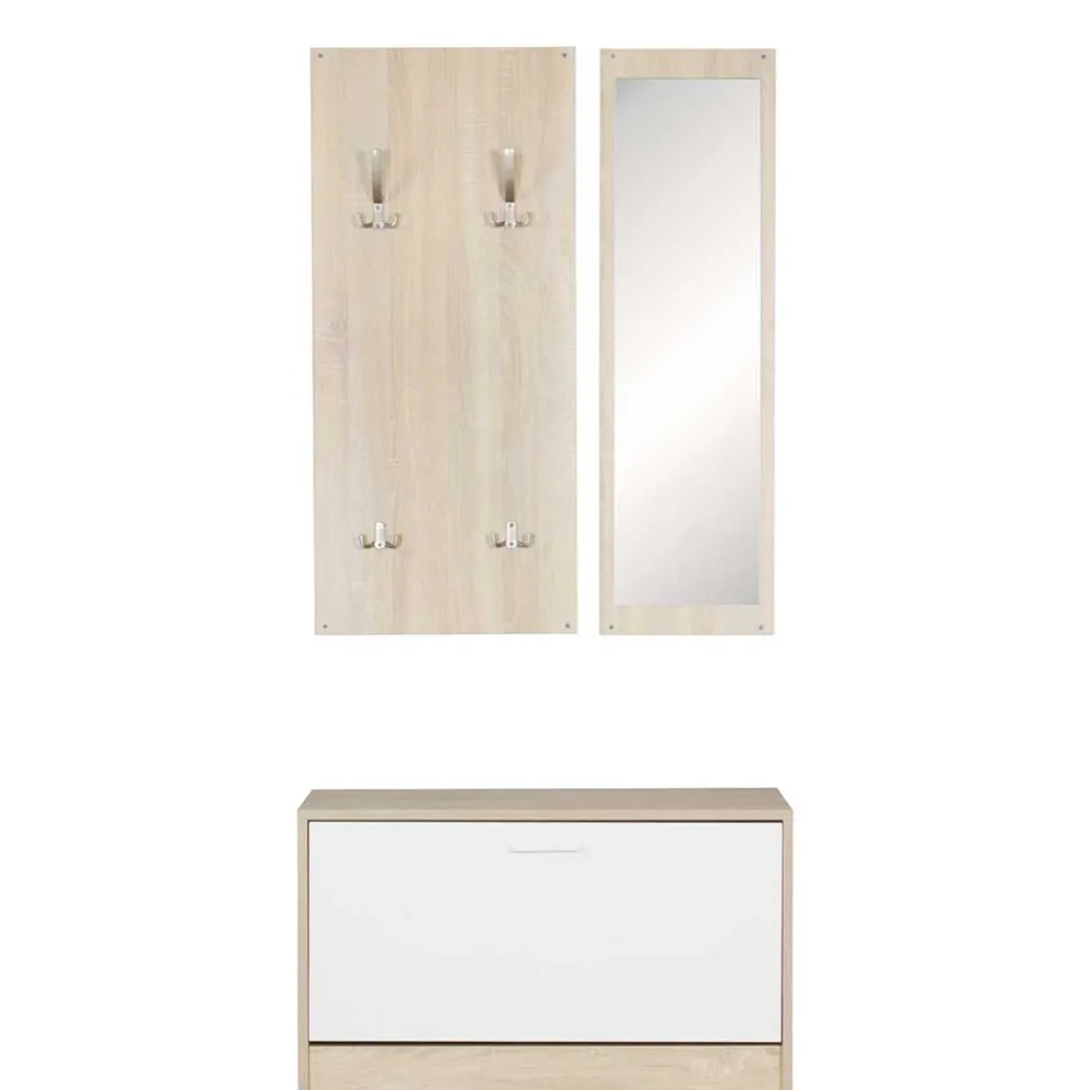 Wohnen Kleines Flurmöbel Set im Holz Look - Aberdeen (dreiteilig)