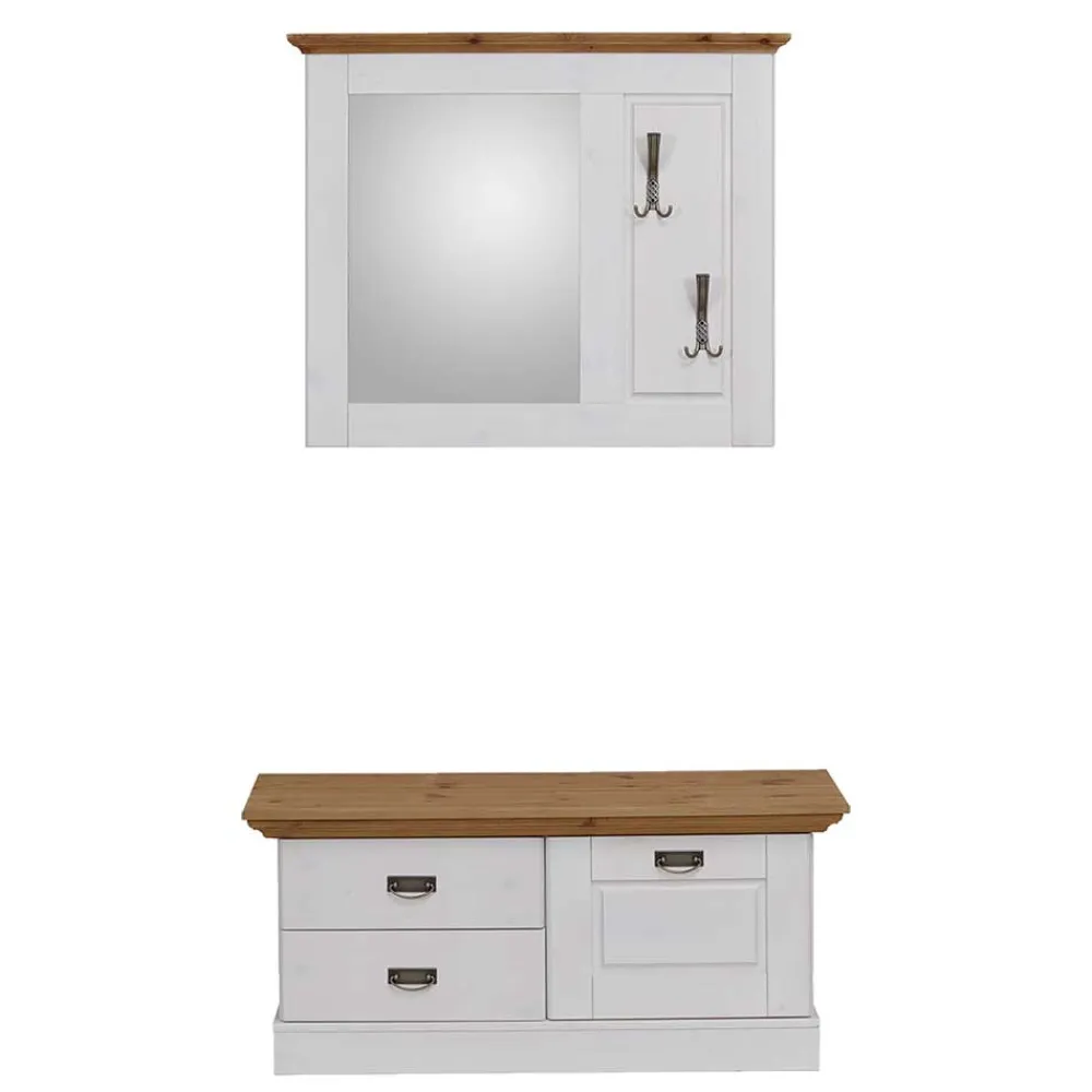 Wohnen Diele Komplett|Garderoben*Kleines Garderoben Set Lugon im Landhausstil (zweiteilig)