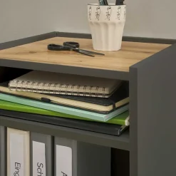 Wohnen Büroregale|Esszimmerregale*Kleines Ordnerregal in Anthrazit & Wildeiche Dekor - Ahilav