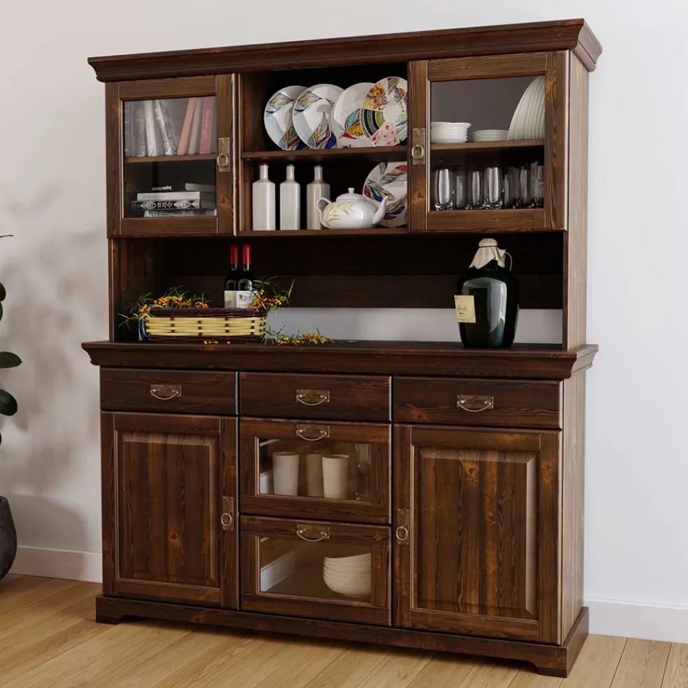 Wohnen Massivholzmöbel|Kolonialmöbel*Kolonialstil Buffet in Kiefer dunkel - Jurcavs