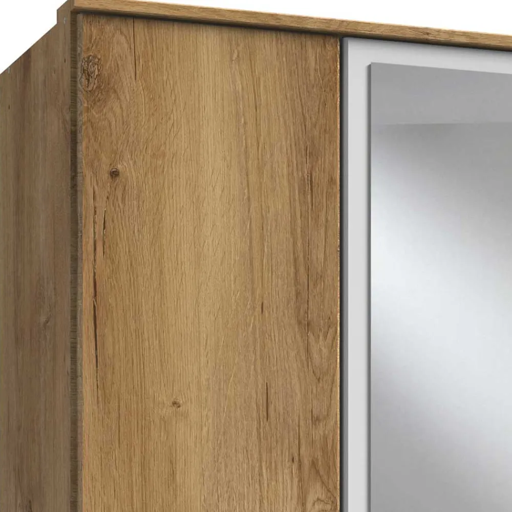 Wohnen Kombi Kleiderschrank in Plankeneiche mit Weiß - Curacao