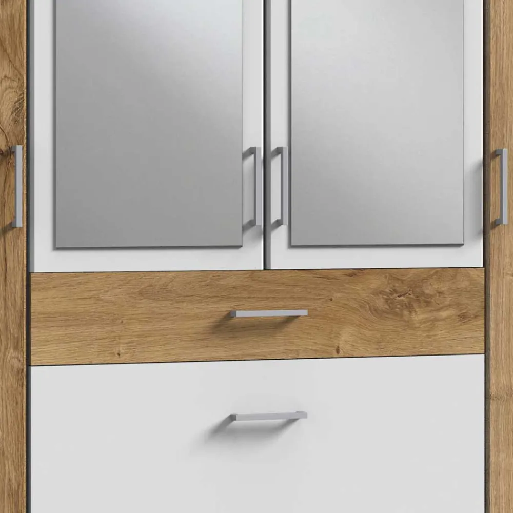 Wohnen Kombi Kleiderschrank in Plankeneiche mit Weiß - Curacao