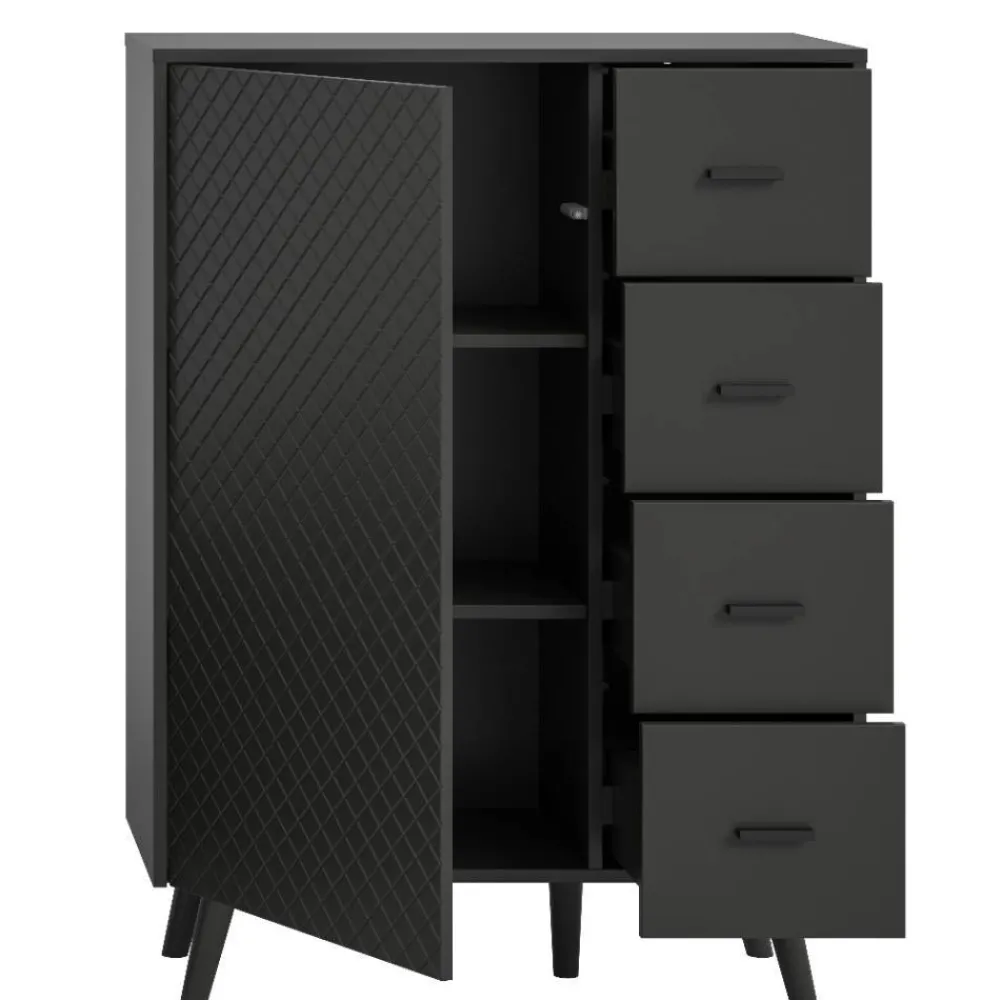 Wohnen Graue Möbel|Wohnzimmerschränke*Kombi-Highboard in Mattgrau - Natal