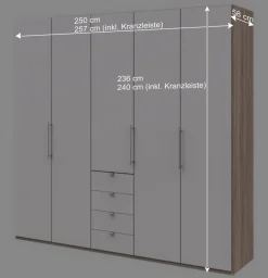 Wohnen Kombi-Kleiderschrank 3 türig & 4 Schubladen - Vaclyn