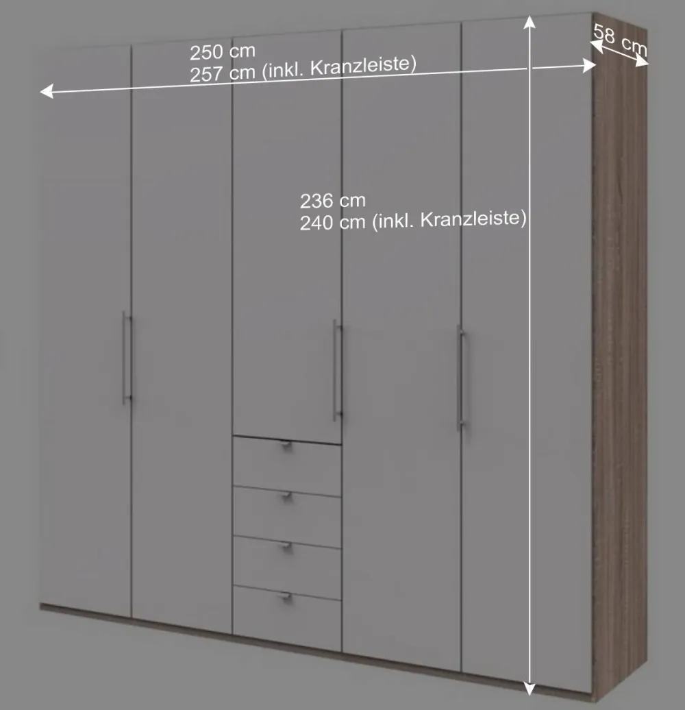 Wohnen Kombi-Kleiderschrank 3 türig & 4 Schubladen - Vaclyn