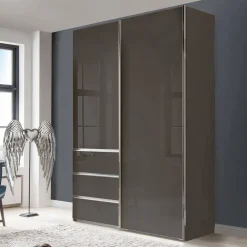 Wohnen Kombi-Kleiderschrank in Braun Glasfront - 165 cm - Preema