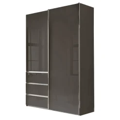 Wohnen Kombi-Kleiderschrank in Braun Glasfront - 165 cm - Preema