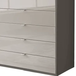 Wohnen Kombi-Kleiderschrank in Hellgrau Glasfront - Korcula