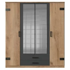 Wohnen Glasmöbel|Loft Möbel*Kombi-Kleiderschrank in Plankeneiche Dekor - Corpus