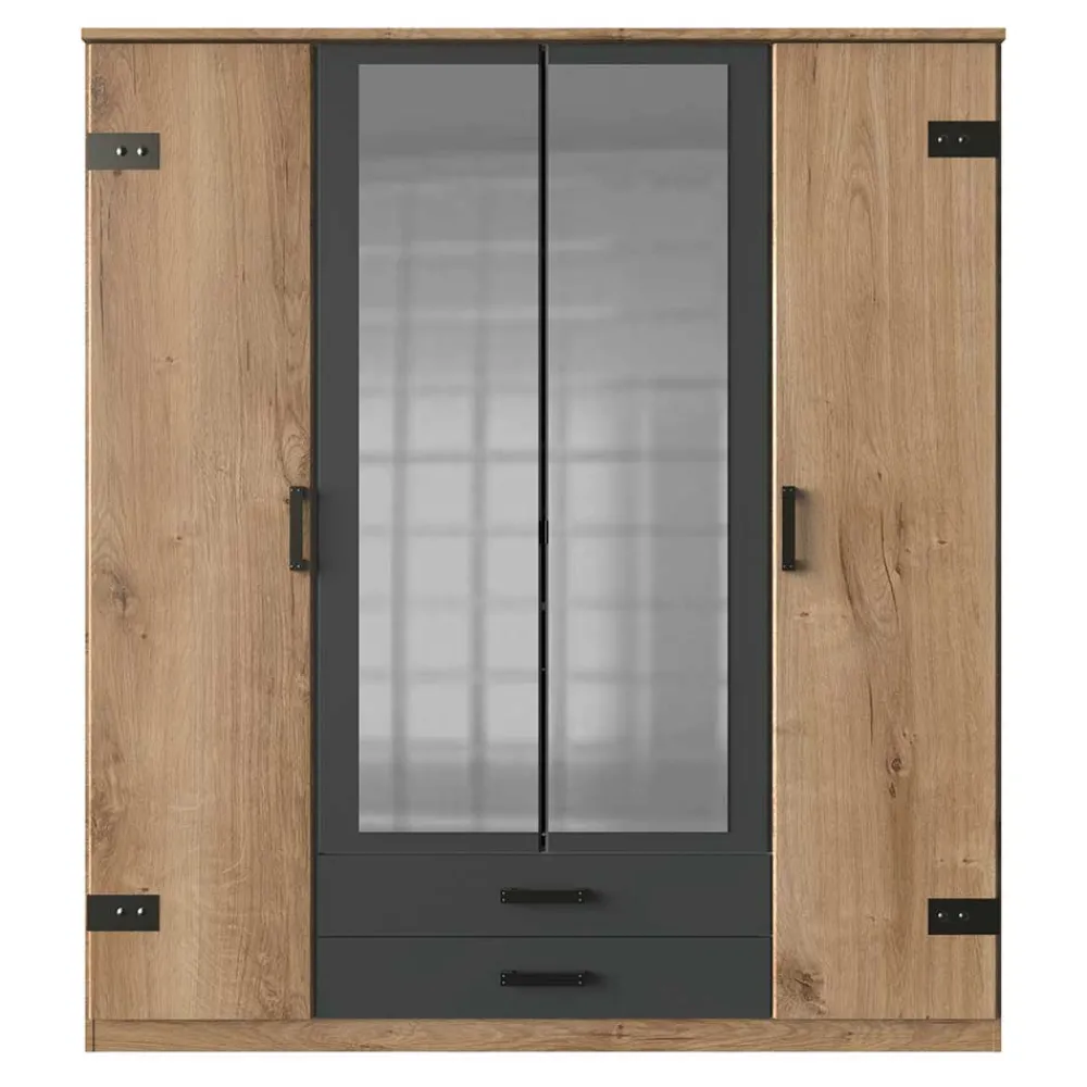 Wohnen Glasmöbel|Loft Möbel*Kombi-Kleiderschrank in Plankeneiche Dekor - Corpus