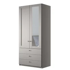 Wohnen Kombi-Kleiderschrank 1m breit in Hellgrau - Ridonna