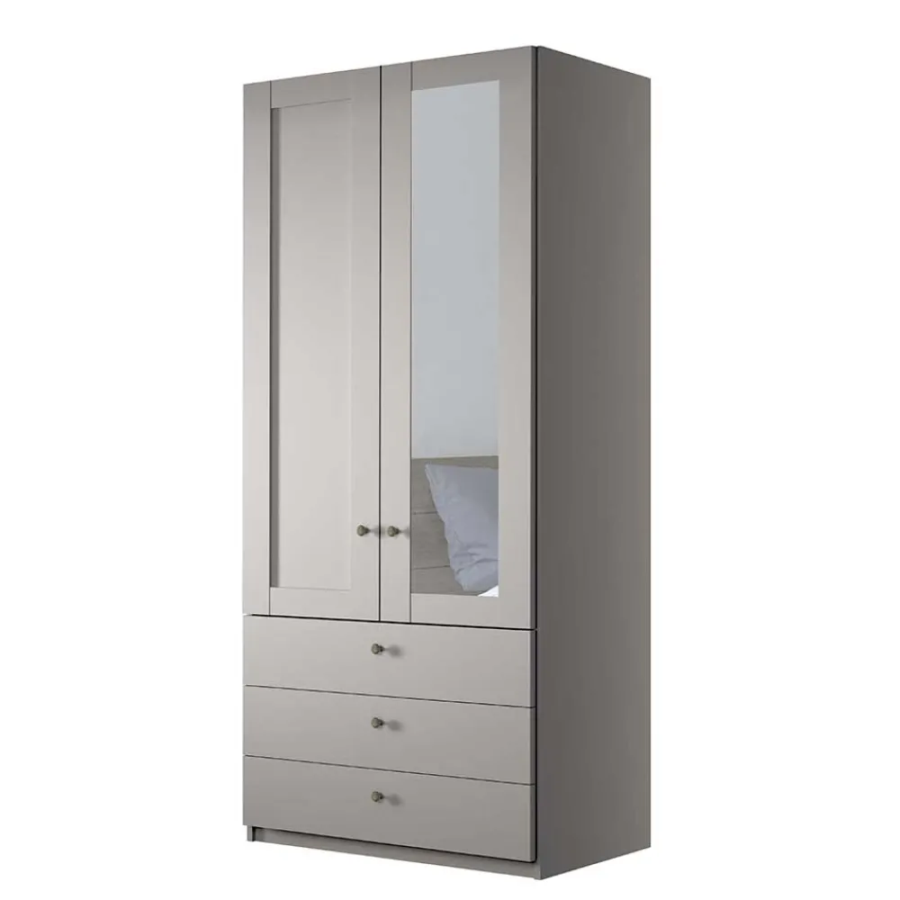 Wohnen Kombi-Kleiderschrank 1m breit in Hellgrau - Ridonna