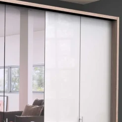 Wohnen Weiße Möbel|Glasmöbel*Kombi-Kleiderschrank mit Spiegel-Falttür - Bosays II