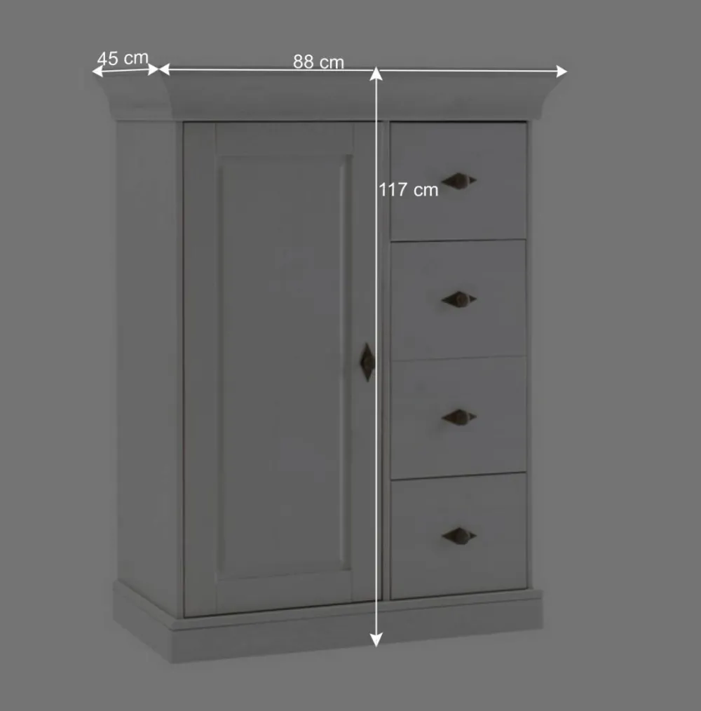 Wohnen Flurkommoden|Esszimmerschränke*Kombikommode Mirandesca in Weiß Grau