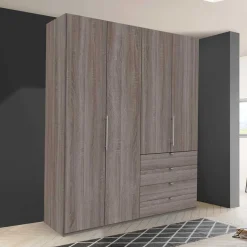 Wohnen Jugendzimmerschränke*Kombi-Schlafzimmerschrank in dunklem Eiche Dekor - Crenba