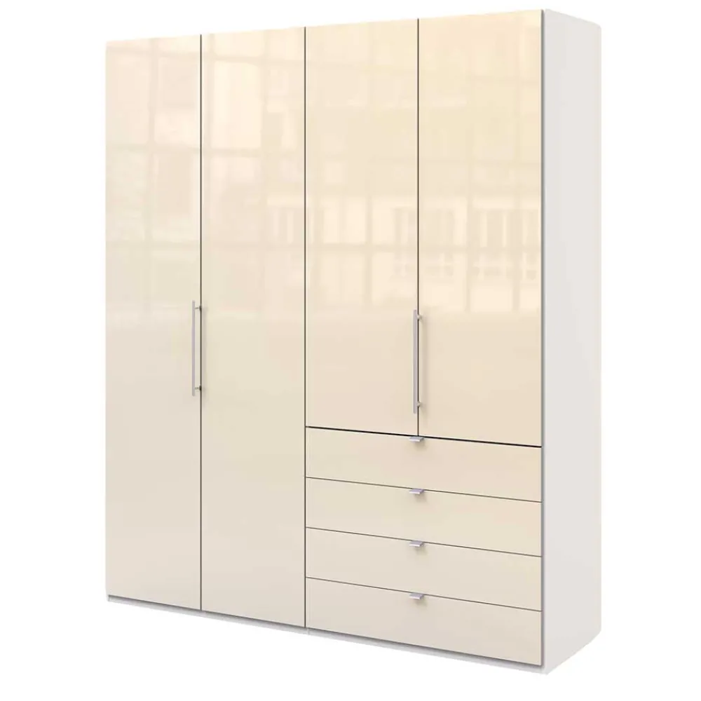 Wohnen Jugendzimmerschränke*Kombi-Schlafzimmerschrank in Creme Glas - Zidarie