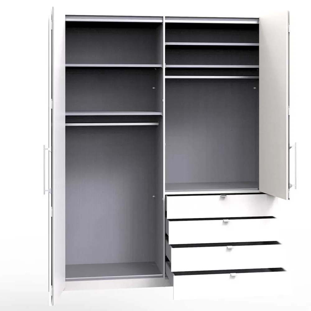 Wohnen Jugendzimmerschränke*Kombi-Schlafzimmerschrank in Creme Glas - Zidarie