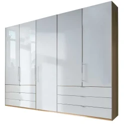 Wohnen Kombi-Schlafzimmerschrank in Weiß & Eiche Bianco - Nuetran