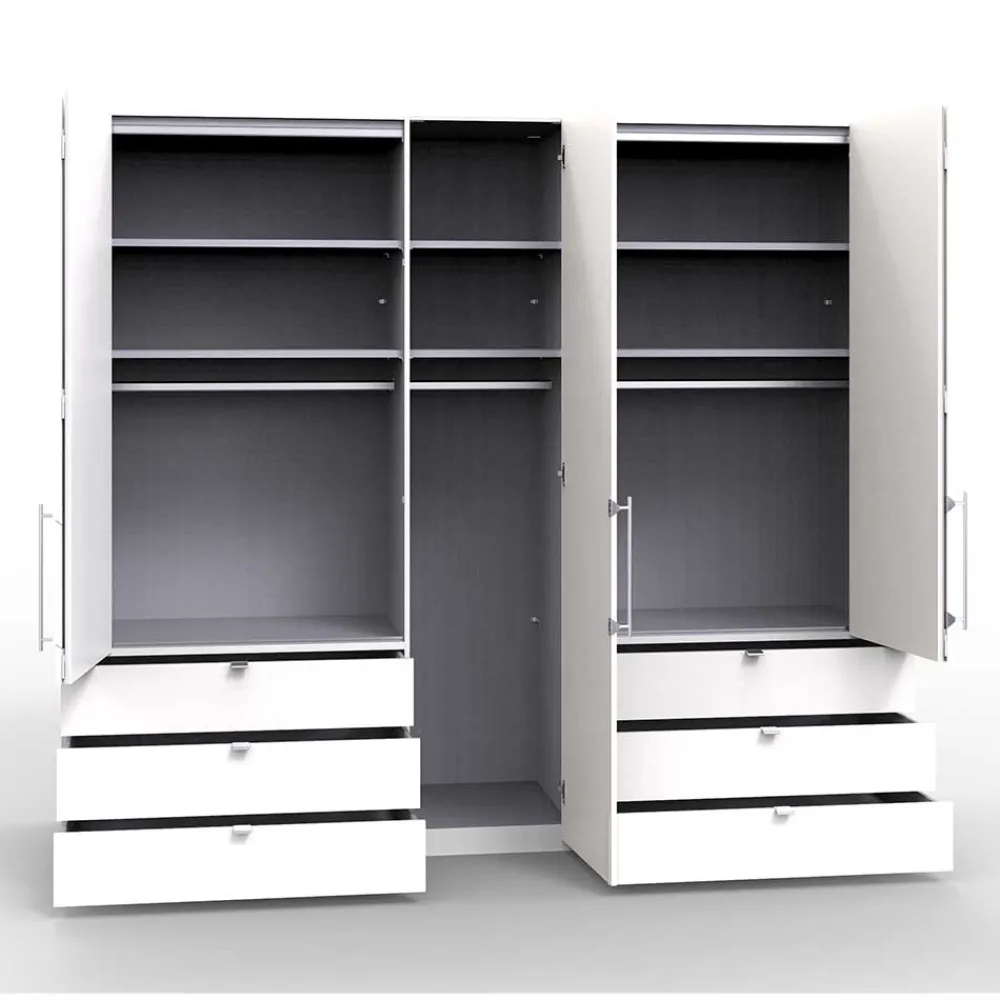 Wohnen Kombi-Schlafzimmerschrank in Weiß & Eiche Bianco - Nuetran