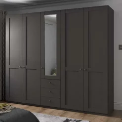 Wohnen Kleiderschränke|Kleiderschränke*Kombi-Schlafzimmerschrank in Dunkelgrau - Mataram