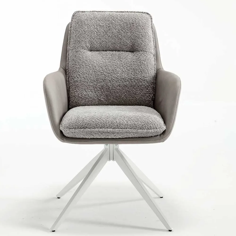 Wohnen Graue Möbel|Weiße Möbel*Komfort Esstischsessel in Grau - Basel (2er Set)