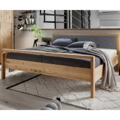 Wohnen Graue Möbel|Naturholzmöbel*Komfort-Einzelbett in 140x200 aus Wildeiche - Martinez