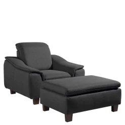 Wohnen Braune Möbel|Sessel & Hocker*Komfortsessel in Dunkelgrau und Nussbaum - Pelago