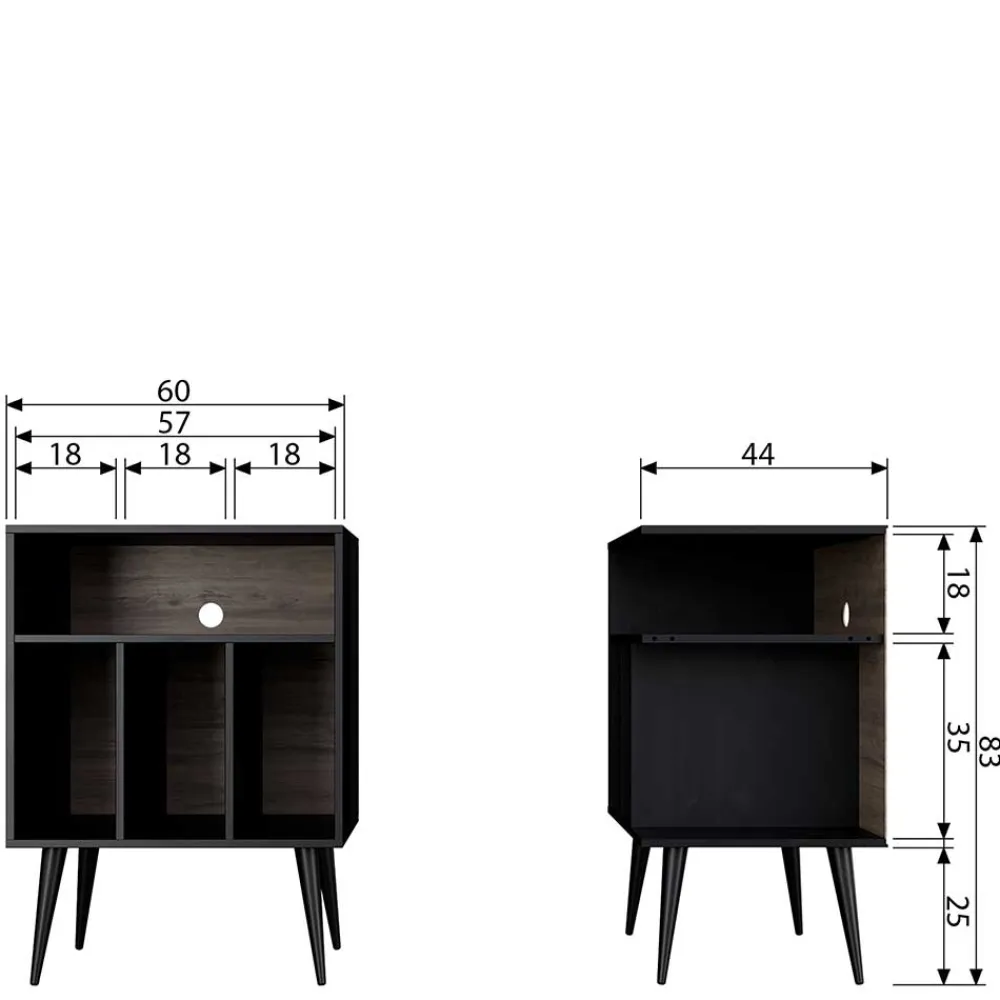 Wohnen Braune Möbel|Wohnzimmer-Regale*Kommode - Plattenregal in Schwarz - Daan