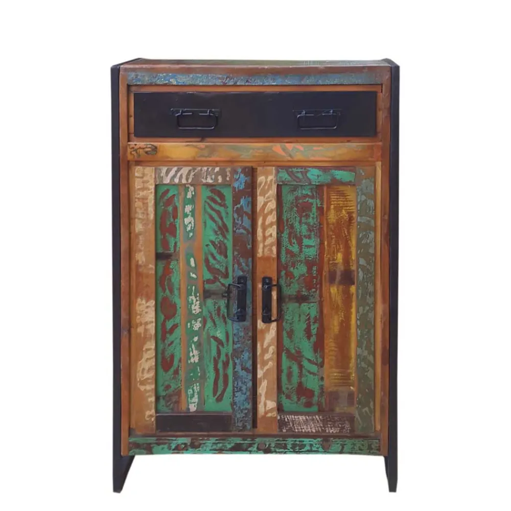 Wohnen Landhausmöbel|Küchenschränke*Kommode Ensley in Schwarz Bunt