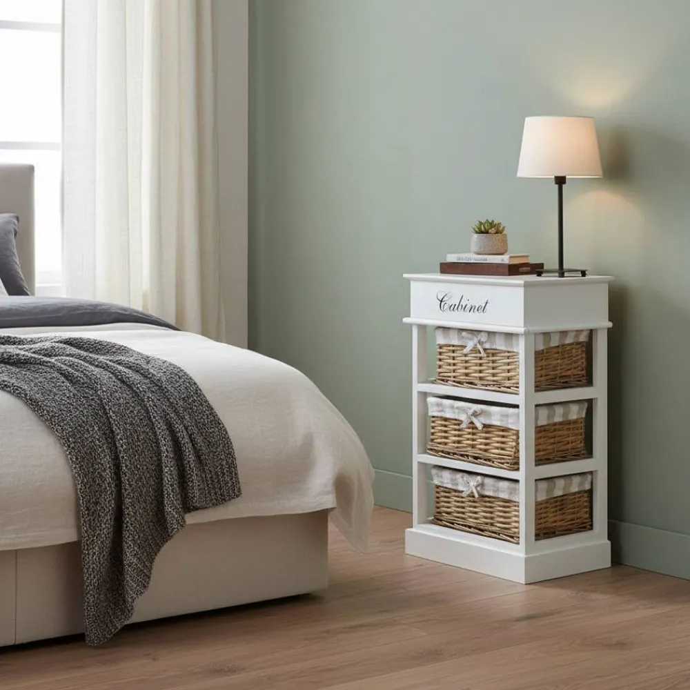 Wohnen Rattanmöbel|Nachttische*Kommode Havanna mit 3 Körben