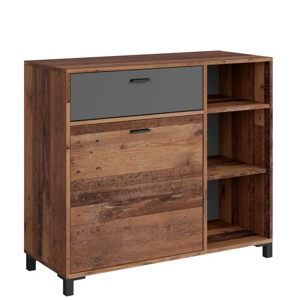 Wohnen Kommode in Altholz Optik & Anthrazit - Bosco