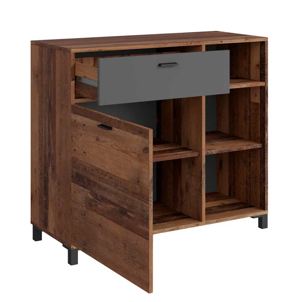 Wohnen Kommode in Altholz Optik & Anthrazit - Bosco