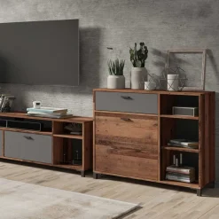 Wohnen Kommode in Altholz Optik & Anthrazit - Bosco