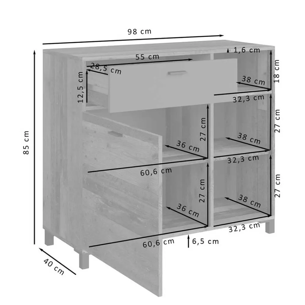 Wohnen Kommode in Altholz Optik & Anthrazit - Bosco