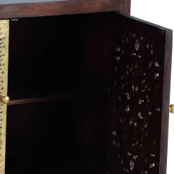 Wohnen Kommode in Gold und Walnuss Braun - Roswito