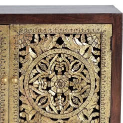 Wohnen Kommode in Gold und Walnuss Braun - Roswito