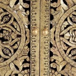 Wohnen Kommode in Gold und Walnuss Braun - Roswito