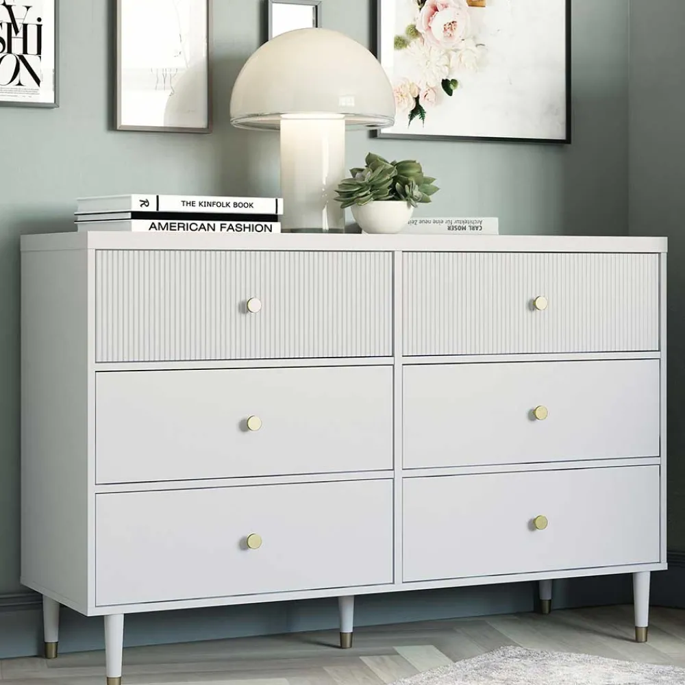 Wohnen Küchenschränke|Sideboards*Kommode in Hellgrau mit Gold - Imano