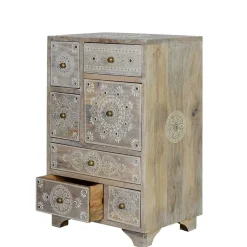 Wohnen Vintage Möbel|Nachttische*Kommode in Holz White Wash - Troyes