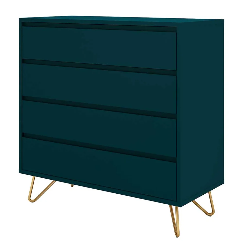 Wohnen Skandinavische Möbel|Sideboards & Kommoden*Kommode in Petrol mit kurzen Hairpin Legs - Clamps