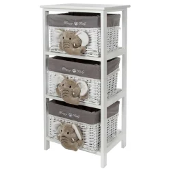 Kinder Wohnen Kommode mit 3 Körben mit Plüsch Elefanten in Grau - Lusiana