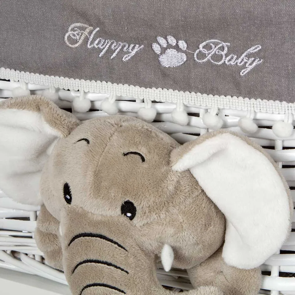 Kinder Wohnen Kommode mit 3 Körben mit Plüsch Elefanten in Grau - Lusiana